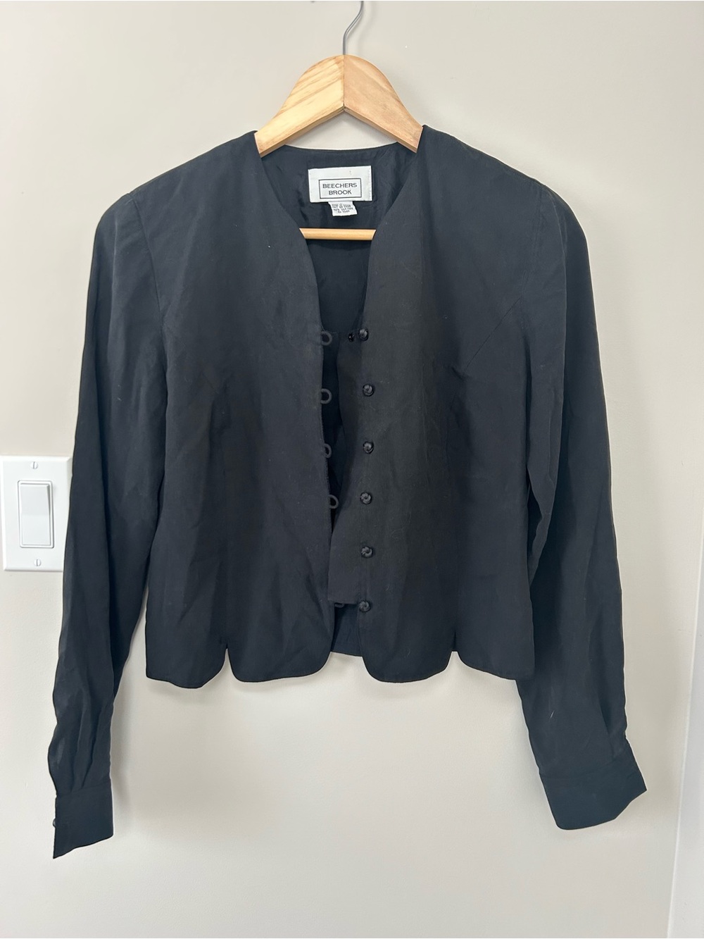 Vintage Beechers brook 100% silk Black Women's Button-Front Jacket